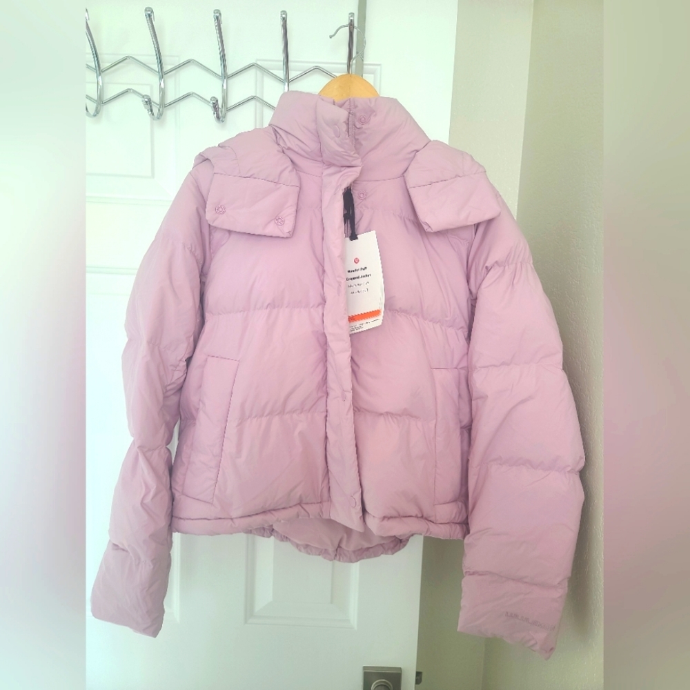 NWT Lululemon Pink Peony Wunder Puff Cropped Jacket Size 8